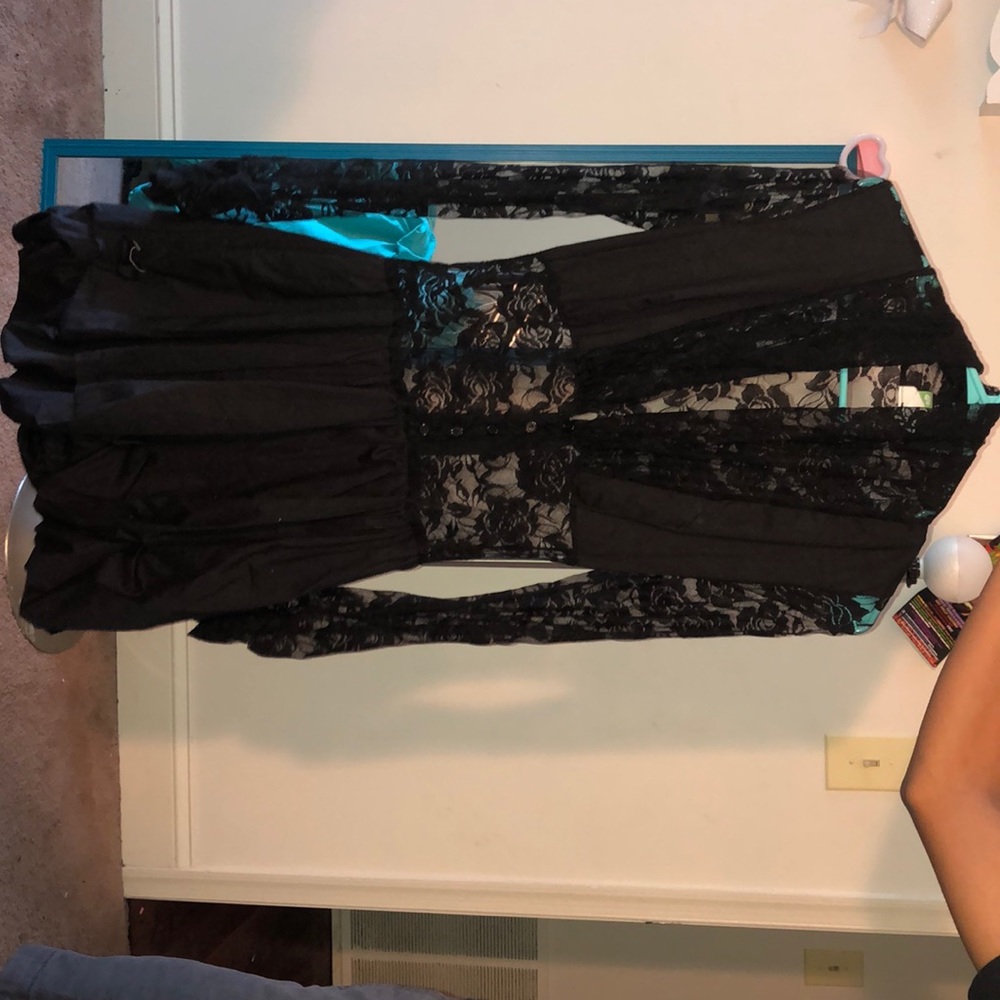 Lace sheer black dress